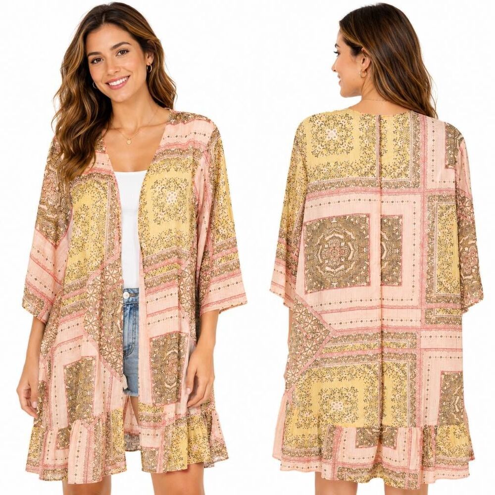 Maurices Boho Patchwork Kimono Cardigan M